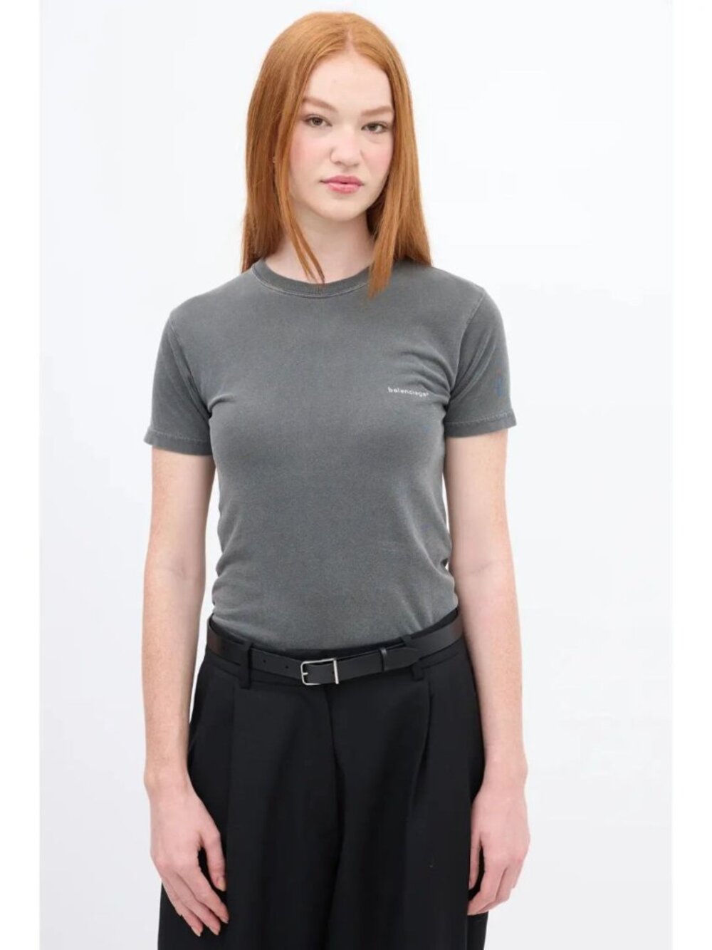 Balenciaga Archetype 2017 Dark Grey Logo Short Sleeve Tee Small